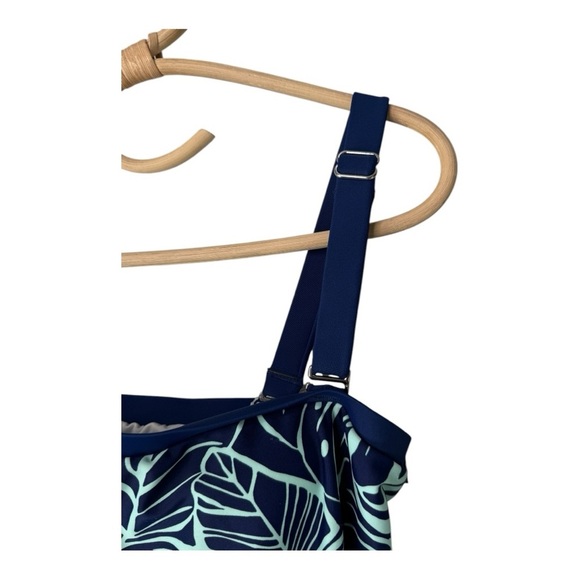 Maxine of Hollywood LEAF A PEEL Bandeau Blouson Tie Waist Tankini Swim Top NEW - Picture 10 of 16